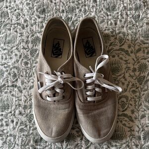 Vans Beige Canvas Lace-Up Sneakers